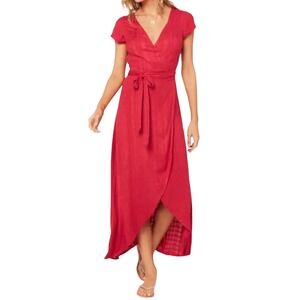 L*SPACE Goa Maxi Wrap Dress Cover-up in Strawberry - Size Small NWT